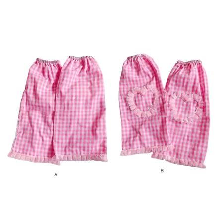 Kvinder Punk Lolita Benvarmere Pink Plaid Flæser Blonder Hjerte Fod Cover Sokker Pink 2