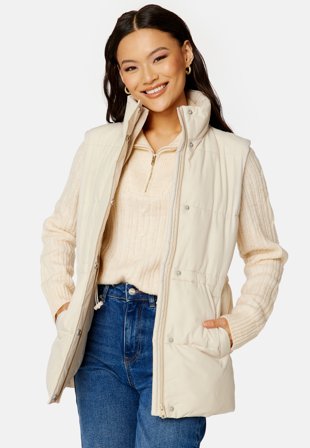 BUBBLEROOM Rishi Drawstring Puffer Vest Beige Klær