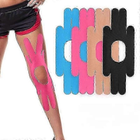 2 stk. ferdigkuttet pustende, vanntett og elastisk kinesiotape for kne - løping, tennis, svømming