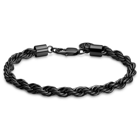 Essentials | Bracelet torsadé gris anthracite 6 mm pour hommes - Bracelets en acier