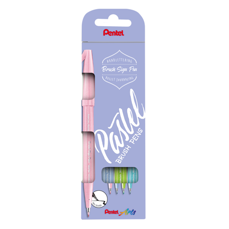 Pentel Brush Sign Pen 4-set Pastel