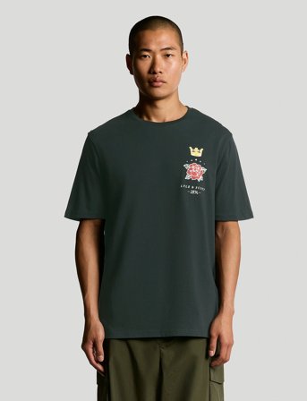 Lyle & Scott Rose And Crown Graphic T-Shirt - Navy - S