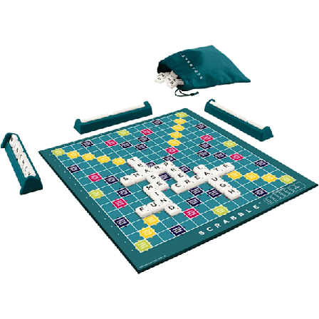 Klassisk Scrabble, Original Kryssordbrettspill, Engelsk Versjon, Familiebrettspill for Voksne og Barn, Ordspill for 2 til 4 Spillere