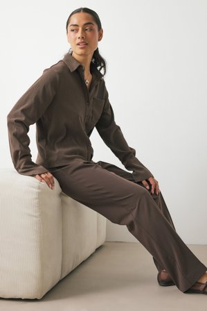 NA-KD Pantalon de costume à taille mi-haute - Pantalon droit - Brun - EU 32