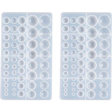 2 st Cabochon Gem Silikonformar, Klar Rund Silikonform för Smyckestillverkning Hantverksprojekt (Stor)