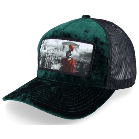 Calza Pennello - Groen trucker Cap - Spartan King Velvet Green/Black A-Frame Trucker @ Hatstore
