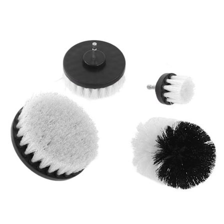 4 stk. Drill Brush Attachment Set Power Scrubber Rengjøringsverktøy for Bil Lastebil Motorsykkel Hvit