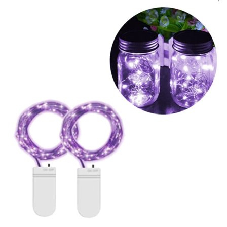 2-pack 1m mini-LED-valon silmukka-akkukäyttöinen violetti