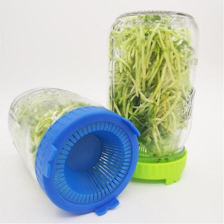 Sæt med spireglas - Bred mund 86 mm diameter fødevaregodkendt PP-plast spireglas låg, spireglas 6 stk. (flasker ikke inkluderet)