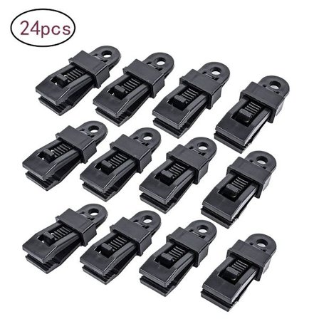 Sett med 12 plastmarkise teppe klips som kan låses med tenner KLB