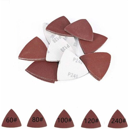 Slippapper för slipning, triangulära slippapper, 80 x 80 x 80 mm, korn 60/80/100/120/240, för slipmaskin, 55 st