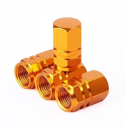 Färg aluminiumlegering ventilhatt, läckagesäker bildäckhatt, stor sexkantsskruv, ventilhatt (sexkantig gyllengul (4 stycken))