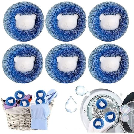 6 st Kläder Hårborttagare För Tvättmaskin Hårborttagningsboll Tvättmaskin, Djurhårborttagare, Blå