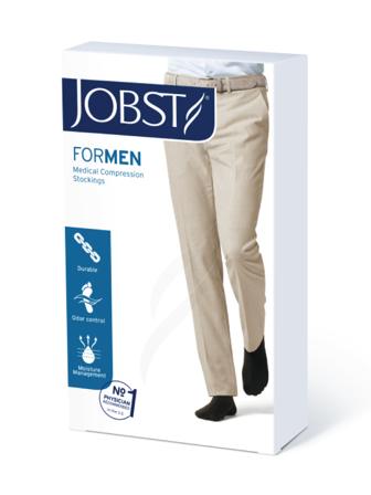 JOBST For Men lårstrømpe, Klasse 1, ekstra large, sort, 1 par