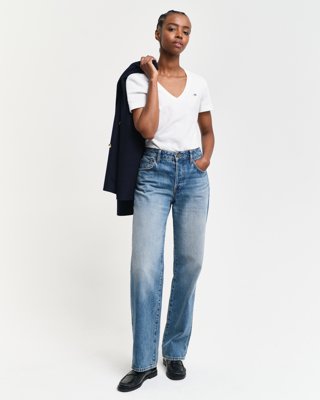 GANT - Shield t-skjorte med v-hals til dame white