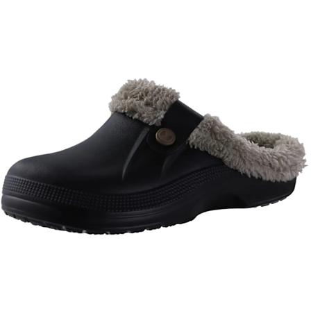 Eyriphy Män Clogs Skor Varm Plush Inomhus Toffpers Icke-Slips Vattentät Vinter Bomull Slides Fluffig Päls Sovrummer Tofflor För Män Black Khaki 40-41(
