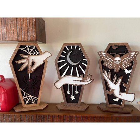 3 stk Halloween heks hånd kiste tre skilt dekorasjoner, skrekk