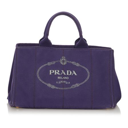 Prada Vintage Pre -owned Canapa Logo Canvas Håndtaske Lilla, Dame Vintage Tasker, Størrelse: ONE Size