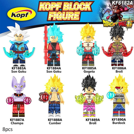 8-pak anime Dragon Ball Super mini figurer samlet mini byggeklodser Son Goku Vegeta dukke legetøjsmodel børns julegave
