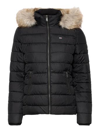 Tjw Essential Hooded Jacket Vuorillinen Takki Topattu Takki Musta Tommy Jeans