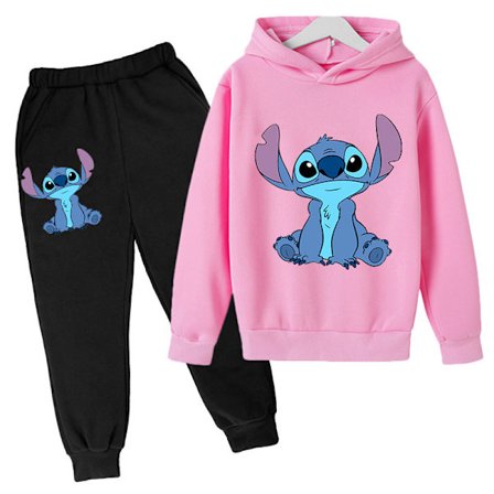 Lilo Stitch Treningsdress for barn Hoodie Bukser Sett Treningsdresser -a