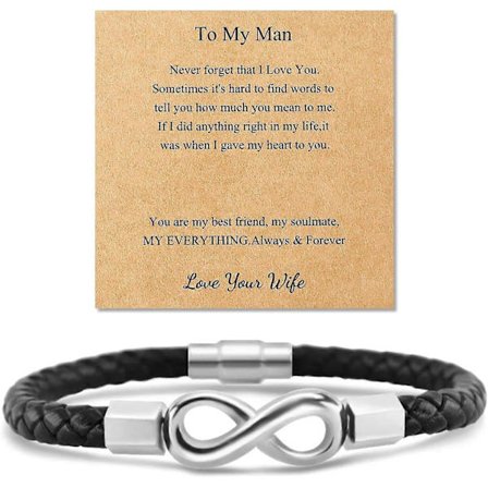 Til min mand Infinity Armbånd Infinity Læderarmbånd til mænd Mand Gaver fra (FMY)