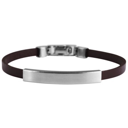 Smalt Svart Läder Armband / Läderarmband - Silver Detalj i Stål