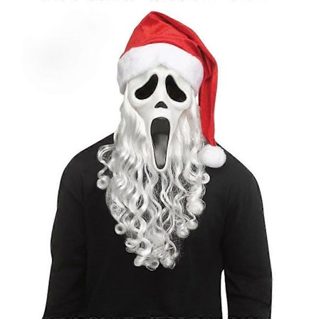 Alkuperäinen Ghost Face Scream -tonttumaski parralla, tonttulakilla, Halloween-asustetarvike, kauhutyyli, aikuisten koko
