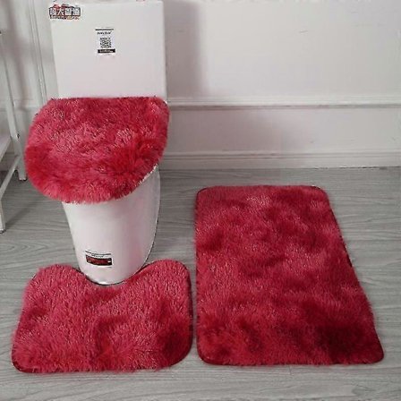 3 stk. Baderomsmatte med sklisikker sokkel + Lokk til toalettsete + Badematte