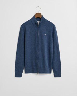 GANT - Cardigan i myk bomull til ungdom dk jeansblue melange