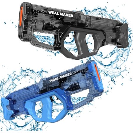 Kraftig Elektrisk Vandpistol, IP67 Vandtæt til Voksne/Børn Automatiske Vandpistoler og Rifler, 8-10M Rækkevidde 2 stk