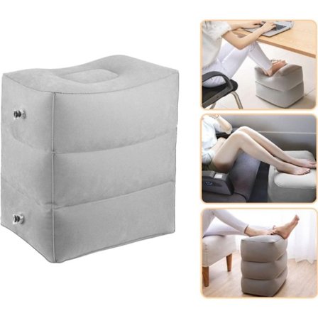 Flygplanssäng - Uppblåsbart fotstöd - Fotkudde - Pall - 3 Höjdpositioner - Resekudde