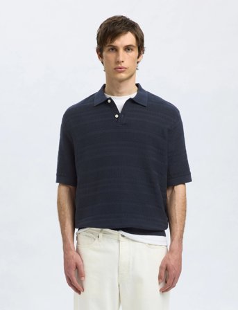 Selected Slhfoam Ss Knit Relaxed Structure Polo - Navy - XL