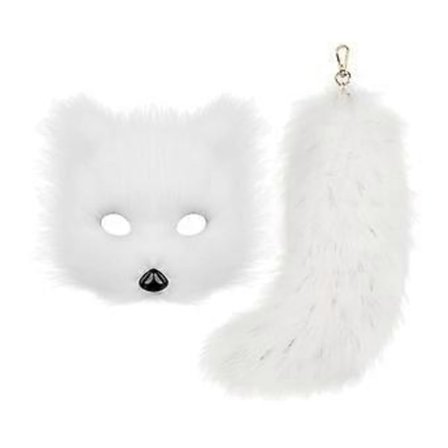 Therian Maske og Hale til Kvinder Nyhed Cosplay Prop Fancy Dress Dyremaske (Hvid)