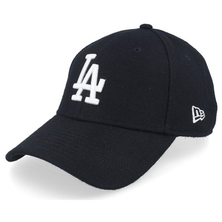 New Era - MLB Schwarz Adjustable Cap - Los Angeles Dodgers Melton Wool 9FORTY Black/White Adjustable @ Hatstore