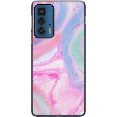 Kompatibel Mobilcover til Motorola Motorola Edge 20 Pro Abstrakt pastelfarvet marmor kunst med flydende akryl effekt i lyserød, blå og grøn til mod