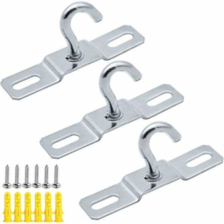 3 kpl Kattokoukku Pohjalevy Kattokruunu Koukku Ruuvikiinnitys Raskas Rauta Sinkitty Ripustin (77mm)