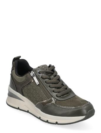 Women Lace-Up Low-top Sneakers Khaki Green Tamaris