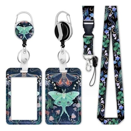 ID-holder, kortholder, udtrækkelig badgeholder og aftagelig lanyard til forskellige kort og nøgler (Bedst sælgende) Multicolor