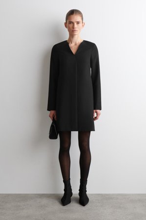 COS Women's Tailored Wool-Blend Mini Dress in Black