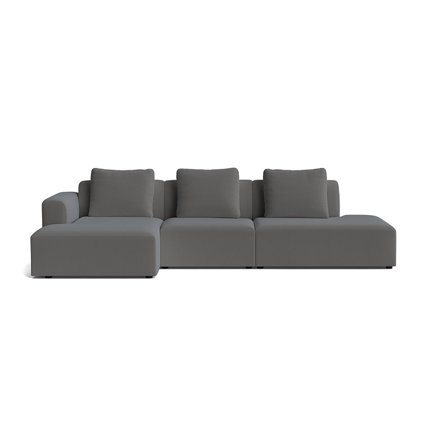 Como Chaiselongue-Sofa, links | Open End, Lisboa Anthrazit Samt, zeitloses Design, handgefertigt in Europa, hochwertige Qualität, Höhe 83cm