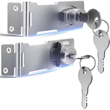 Skåplås med nycklar Dörrlås - Hasplås för lådor Skåp Garderober Verktygslådor Kylskåp, Hänglås Hasplås för små skjul Staket Trä Dubbel