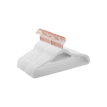 Rootz Bøjler - Fløjlsbøjler - Tøjbøjler - Sæt med 30 bøjler - Bøjlebøjler - Beklædningsbøjler - Tøjbøjler - Plastbøjler - Hvid - 45 x 0,6 x 23,5 cm