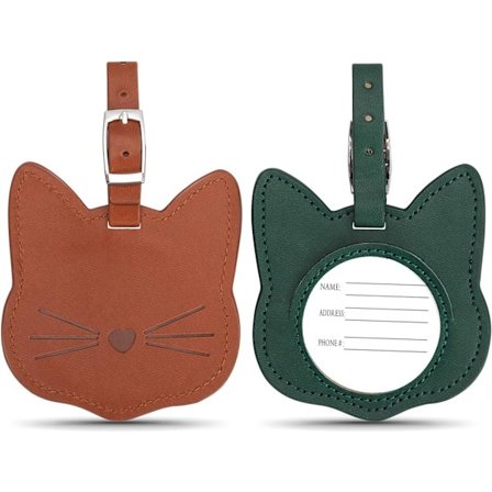 2 bagageetiketter, Bagageetiketter Resväska Etiketter (Brun och Gr