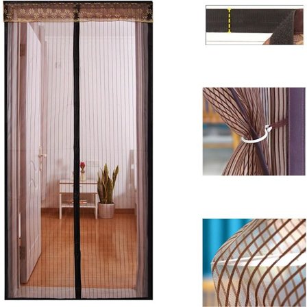 Magnetisk Dørskjerm, Dørskjermnett, Magnetisk Lukking av Dørskjerm, Oppgradert Bredere Borrelås + Haken, Heavy Duty Mesh - P