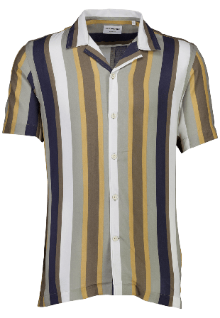 Lindbergh Bold Stripe Viscose Shirt S/S Skjortor Herr Grön S