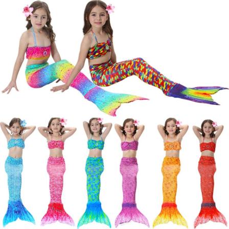 Mode Flickor Sjöjungfru Svans Baddräkt Beachwear Cartoon 130 Cm