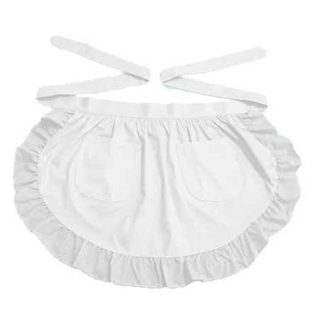 Retro Køkken Flæse Halvtaljeforklæde Med Lomme (Hvid)