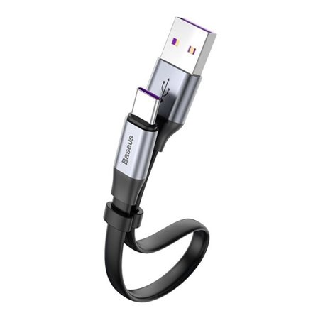 Baseus Enkel platt USB-kabel USB typ C 5A 40W Quick Charge 3.0 23cm grå (CATMBJ-BG1)