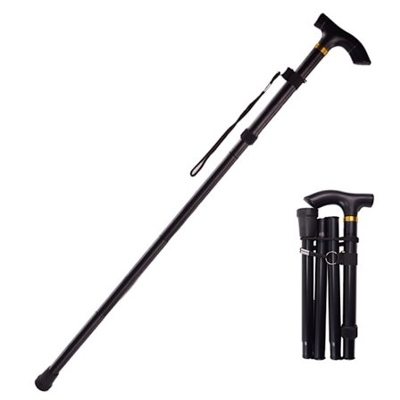 Multifunktions Walking Stick Trekking Pole Teleskopiska vikkryckor Vandringstav Krycka Äldre Metal Stick Walking Cane